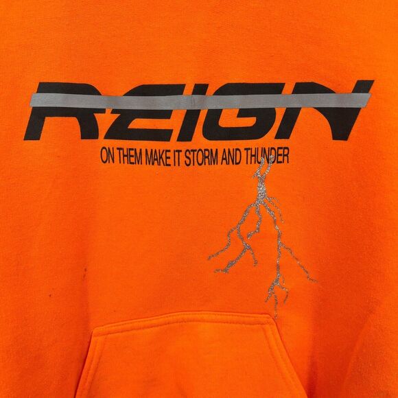 Gifts of Fortune Reign Orange Thunderstorm Skull Hoodie Men's S - Picture 3 of 10